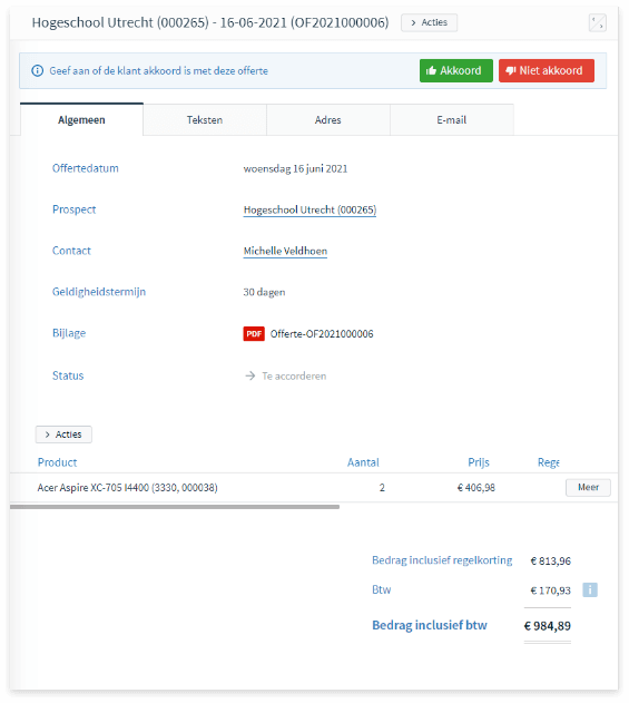 Offerte akkoord
